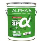 яя. Масло моторное ALPHA'S 0W16 SP/GF-6B бензин, синтетика 20л